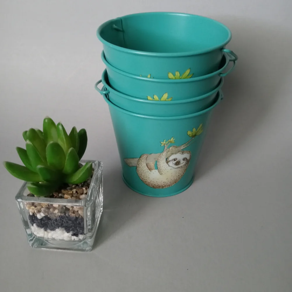 Metal Bucket with handles  color green with sloff  decorative  brand New